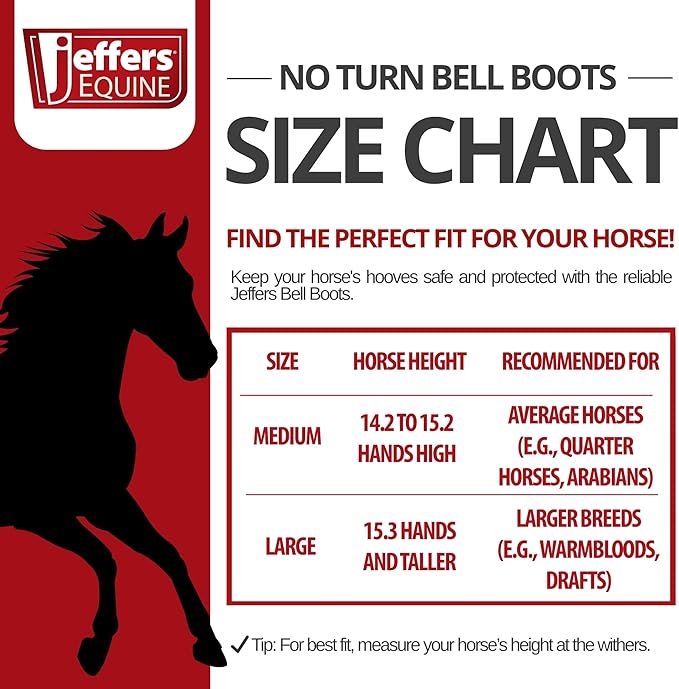 Jeffers Equine No Turn Bell Boots for Horses - Red, Large | Shock Absorbing Hoof Protection | Secure Double Hook & Loop Closure, Perfect for Travel, Turnout, Training, & Riding - 1 Pair