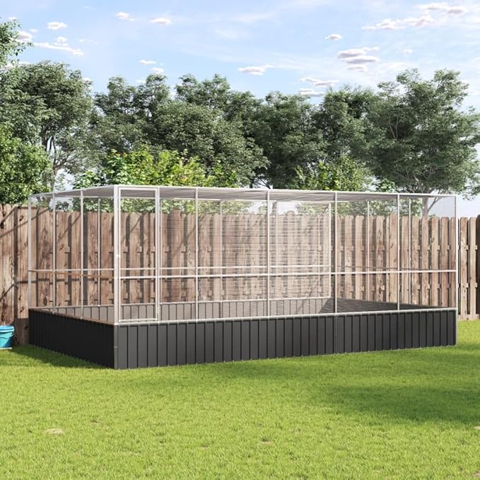 Steel Aviary with Extension, Large Flight King Bird Cage for Cockatiels African Grey Quaker Amazon Sun Parakeets Green Cheek Conures Pigeons Parrot Bird Cage, 203.9"x120.9"x83.5",-115
