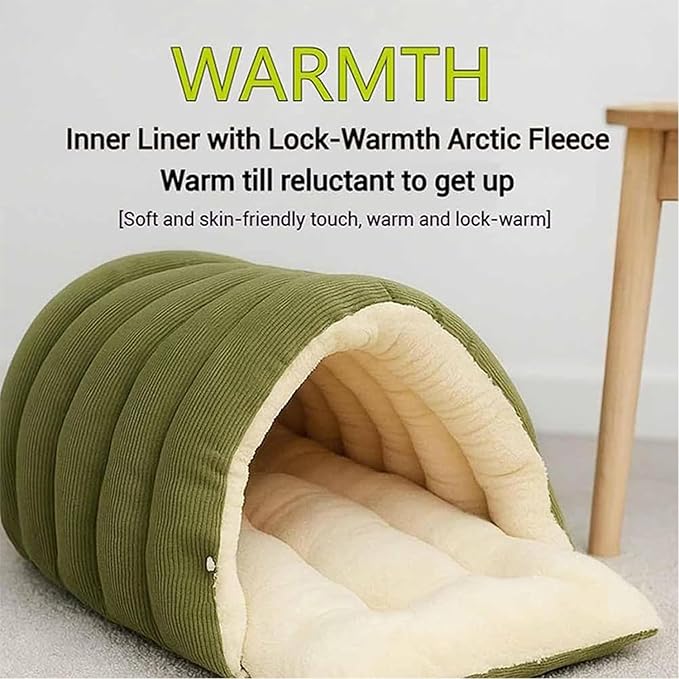 Expectation Cat Bed, Removable and Washable Winter Closed-Off Cat Bed, Soft Fluffy Warm Autumn/Winter Cats House, Washable Non-Slip Pet Sleeping Bag for Indoor Cats Small Dogs (Purple,Medium)