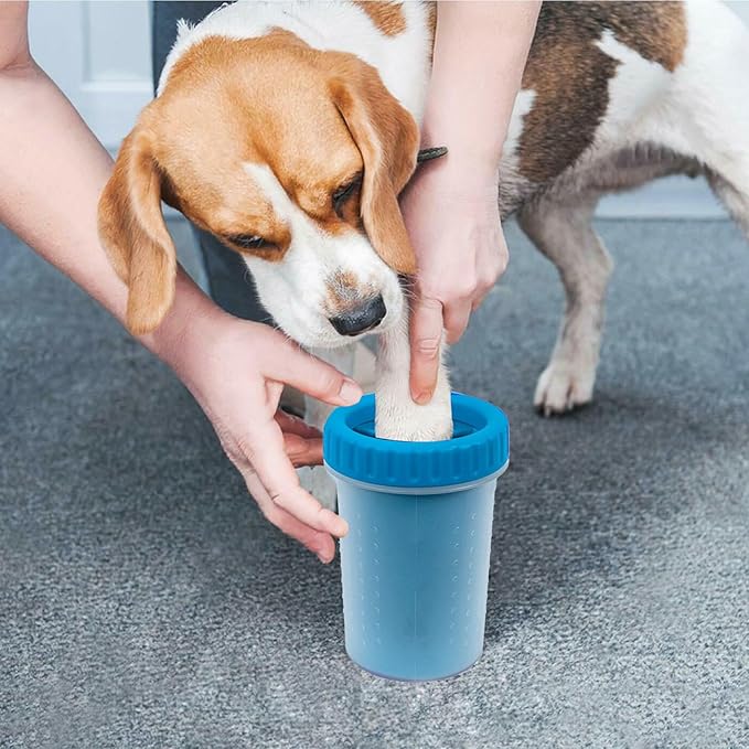 Portable Dog Paw Cleaner, Washer, Buddy Muddy Pet Foot Cleaner for Medium Breed Dogs and Cats, Blue