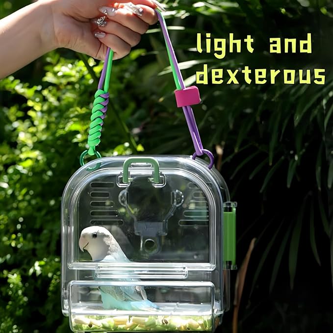 Portable Plastic Bird Cages，Travel Bird Cage,Lightweight Waterproof Ventilated Small Bird Cage,Outdoor Use Easy to Carry,for Small Birds, Budgies and Pet Birds (Yellow, A)