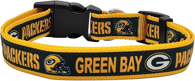 NFL PET Collar Green Bay Packers Dog Collar, Medium Football Team Collar for Dogs & Cats. A Shiny & Colorful Cat Collar & Dog Collar Licensed by The NFL