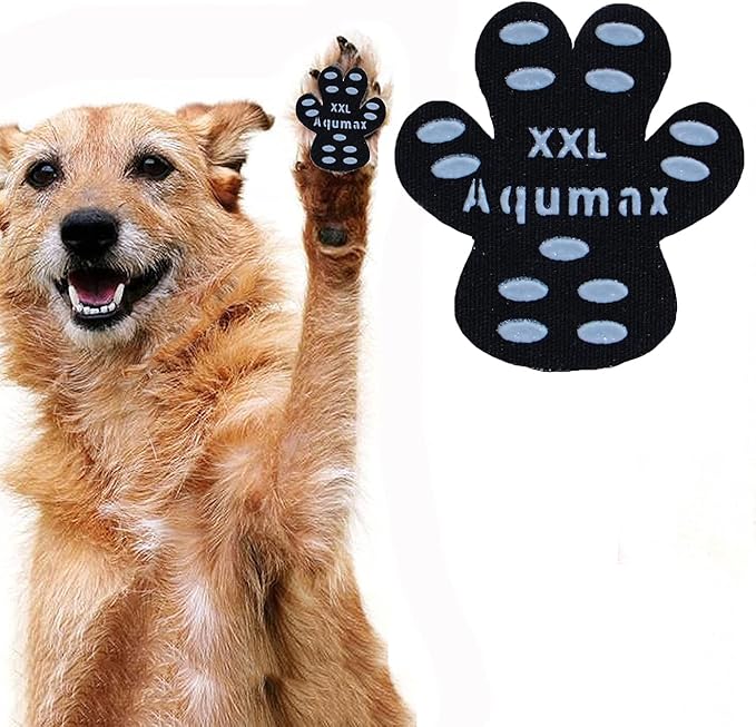 Dog Paw Protector Gripper Traction Pads,Dog Paw Covers,Foot Stickers in Summer Hot/Winter Cold Pavement,Dog Shoes Booties Socks Replacement,12 Sets (48 pcs) XXL Black