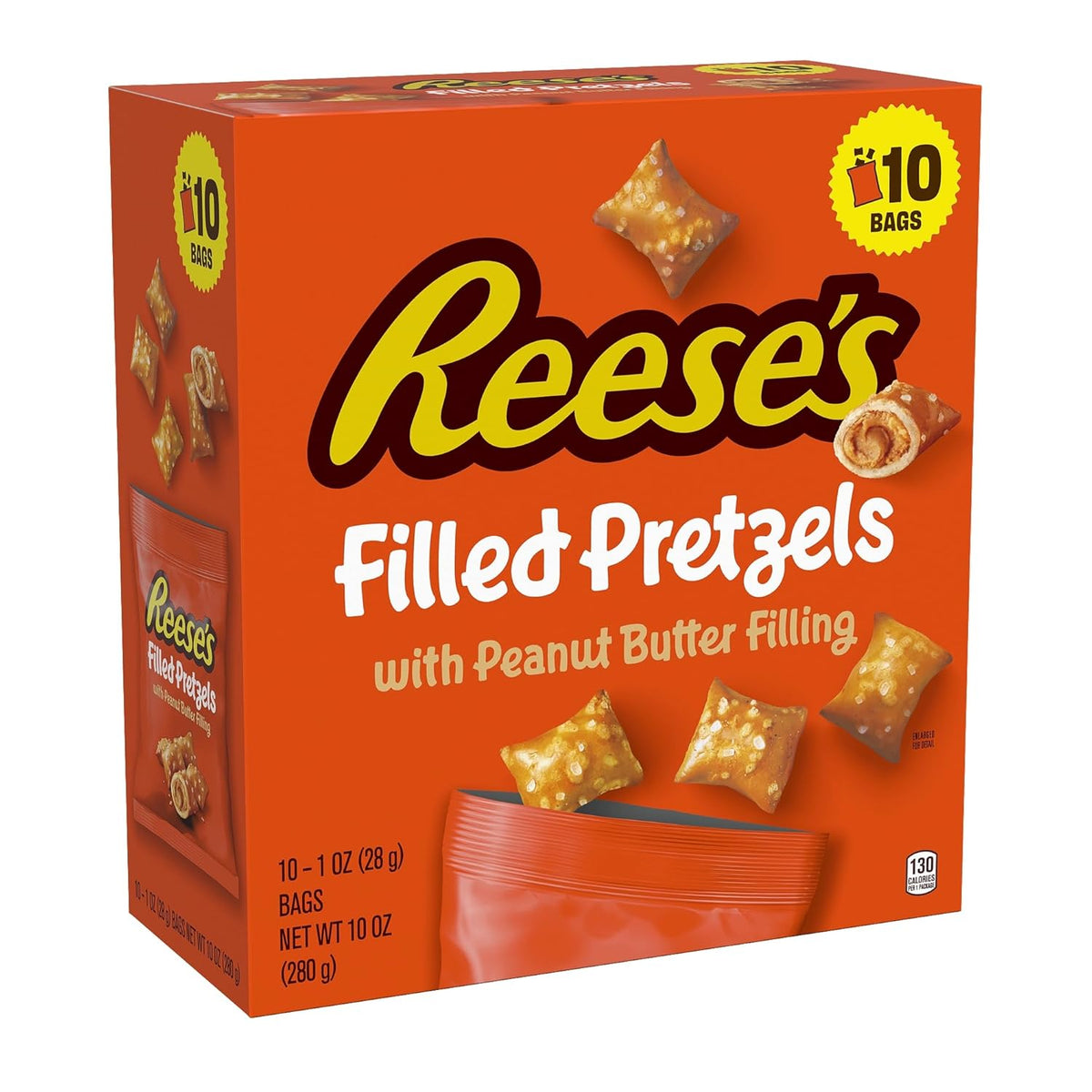 Reese's Filled Pretzels, Peanut Butter and Strawberry Flavored Pretzel Nuggets, Crunchy, Ready to Eat, Sweet and Salty Snack, 18 oz Cannister