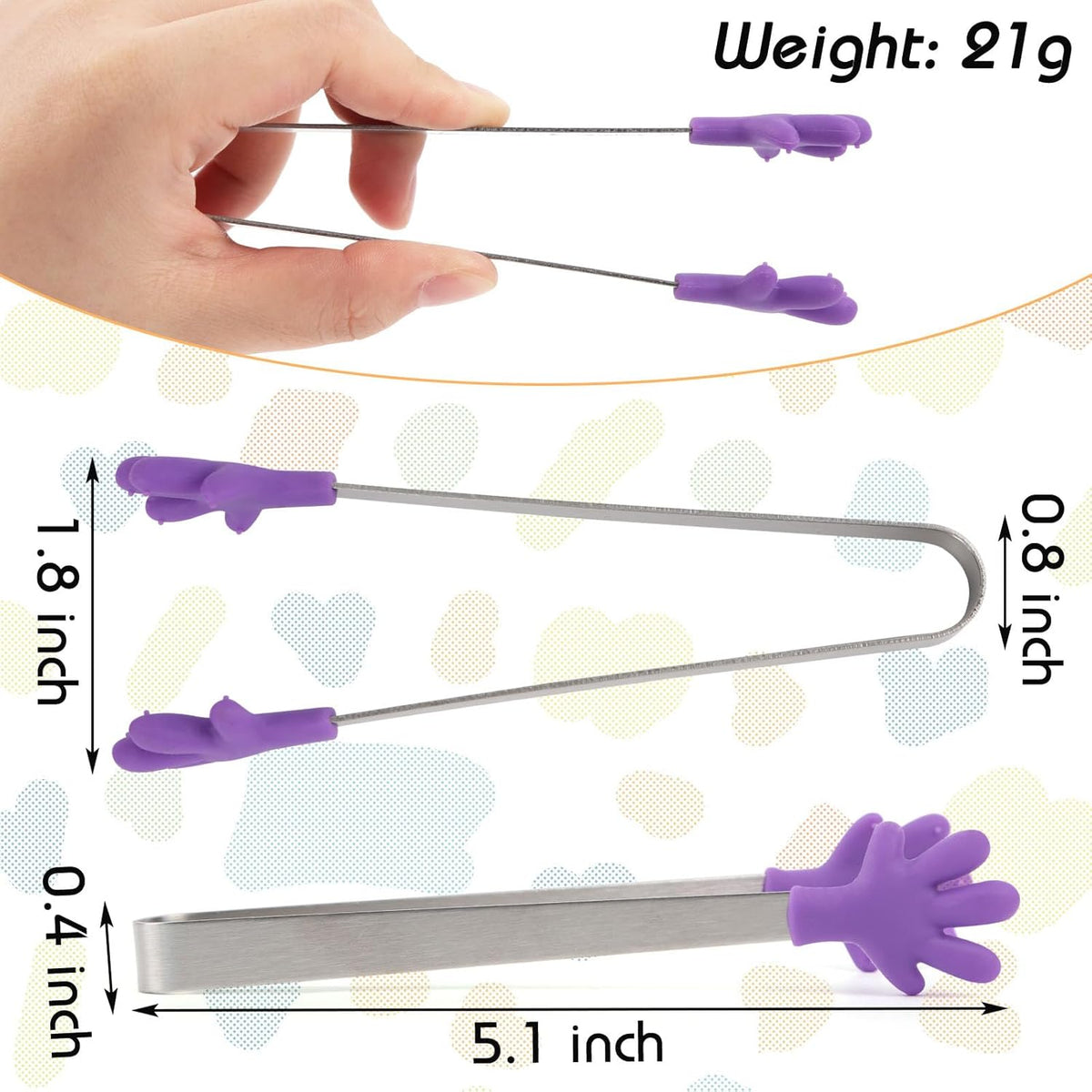 Shindel Small Tongs, 5.1" Mini Metal Tongs for Serving Food, Cute Kitchen Tool for Candy, Snacks, Chips, Cookies, Appetizers, Fruit, Pickles & Ice Cubes, Great for Party, Buffet & Dessert Table