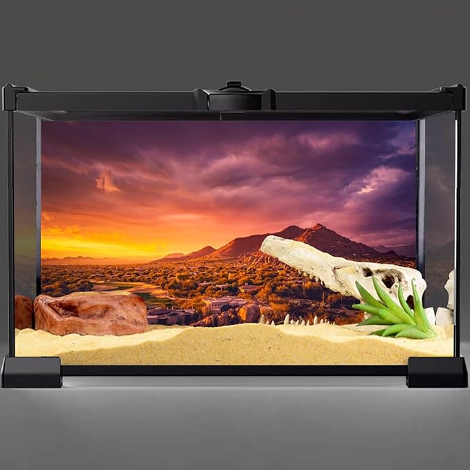 AWERT 72x18 inches Sun and Desert Terrarium Background Mountain Oasis Gobi Reptile Habitat Background Durable Polyester Background