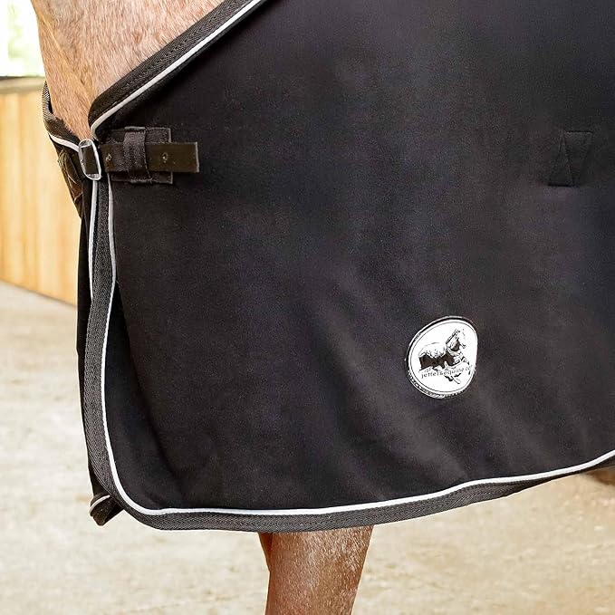 Jeffers Equine Elite Fleece Horse Cooler Blanket, 66 Inch – Soft, Adjustable Fit, Lightweight, Easy Care, Moisture Wicking Cooling Sheet with Surcingle for Post Exercise, Travel for Horses – Black