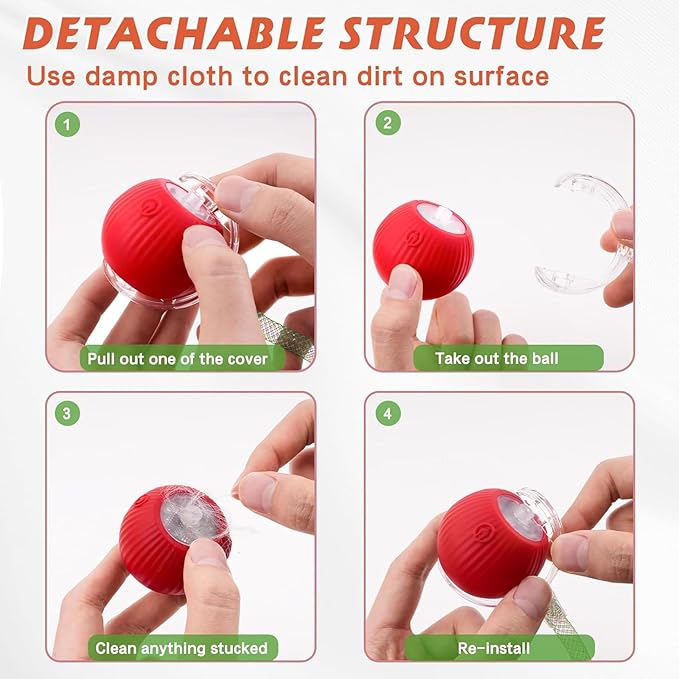 Speed 2.0 Tail Interactive Cat Toys for Indoor Cats, Chirping & Motion Activate Cat Toy, Smart Kitten Rolling Ball Moving Ball Toys, Rechargeable Dog Cat Bal l for Enrichment Exercise (New Pink)