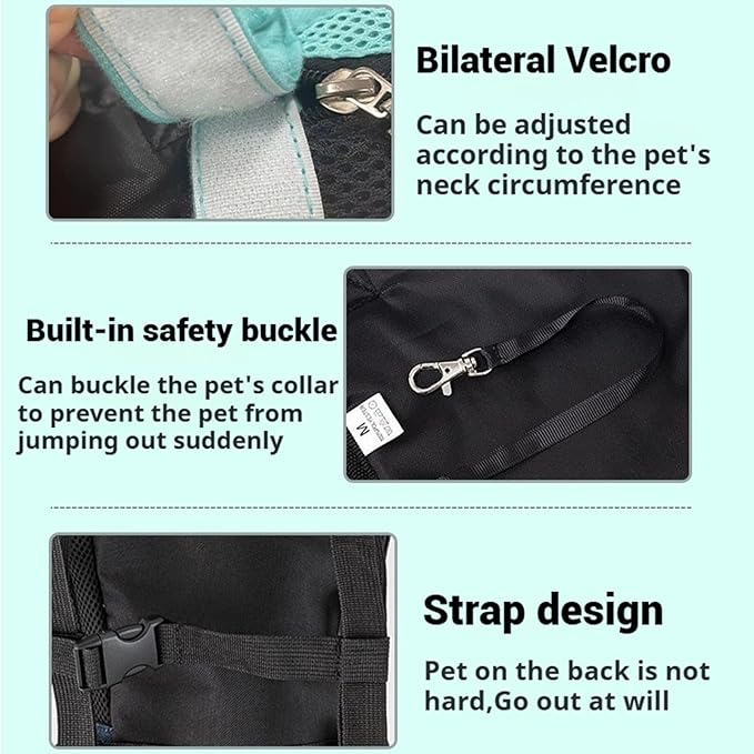 Portable Pet Carrier Backpack, Adjustable Pet Front Cat Dog Carrier Backpack Travel Bag for Small Medium Dogs Cats Puppies, Cat Backpack Carrier for Hiking Cycling (J, M)