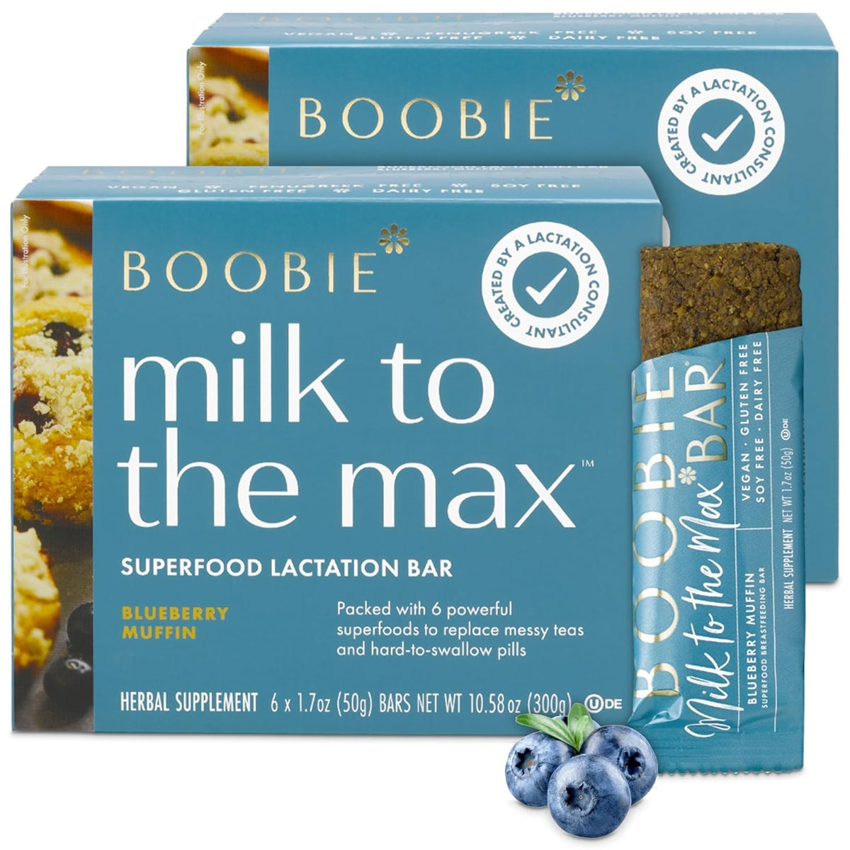Boobie Superfood Oatmeal Chocolate Chip Cookie Lactation Bar for Breastfeeding Moms to Increase Milk Supply | #1 Selling Lactation Snack Bars | Vegan, Fenugreek-Free, Gluten-Free, Dairy-Free (12 Bars)