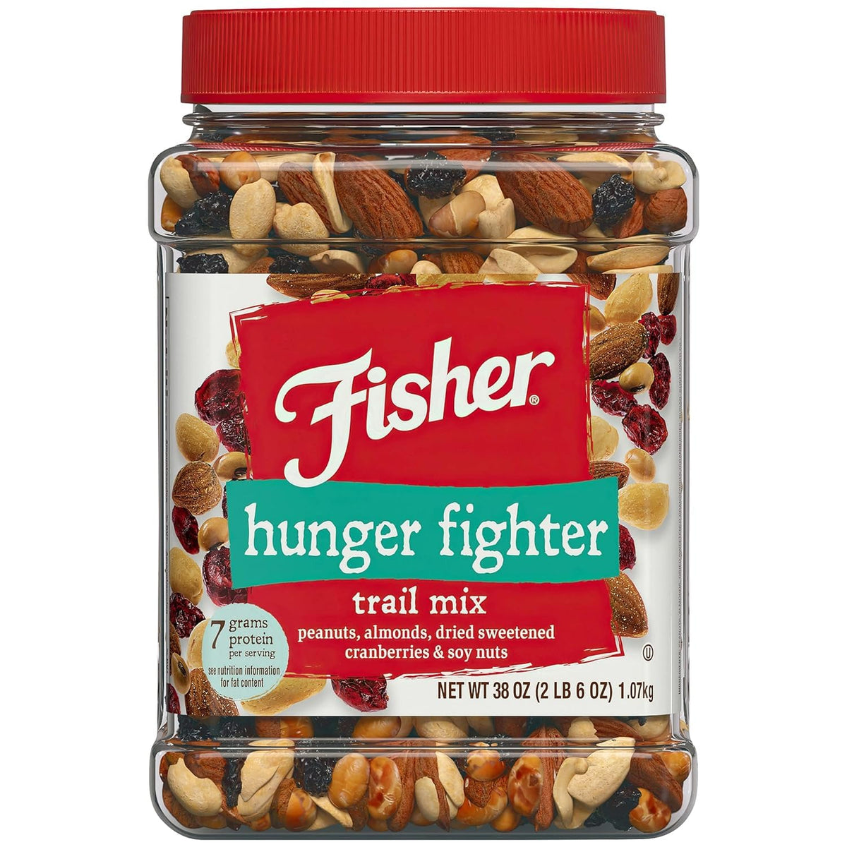 Fisher Snack Spicy Cajun Trail Mix, 29.5 oz (Pack of 1), Resealable Jar, Bold & Crunchy Snack Mix with Peanuts, Corn Nuggets, Sesame Sticks, and Corn Sticks, Mildly Spicy Party Trailmix, Snacks for Adults