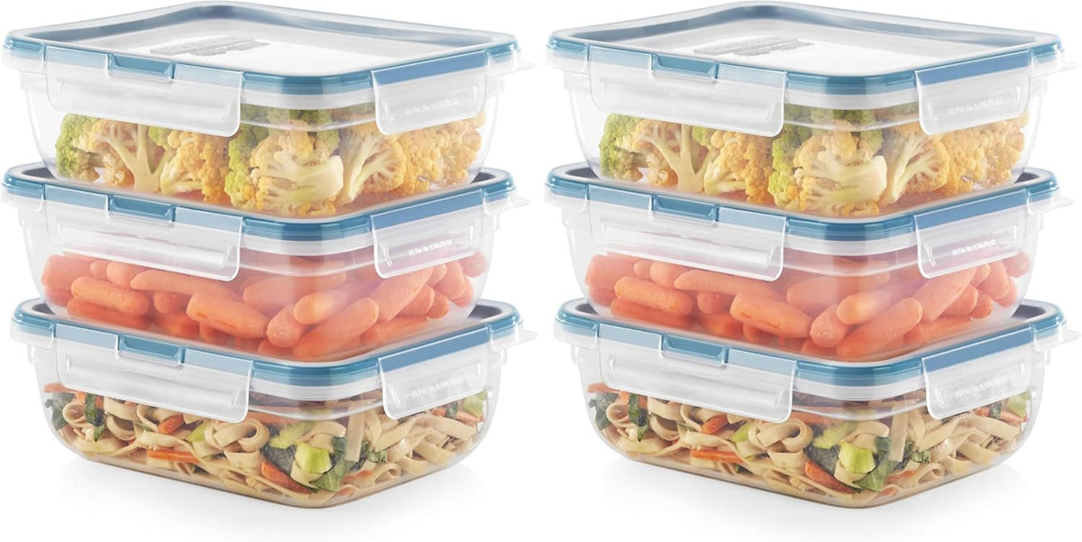 Snapware Total Solution 3-Pack (8.5-Cup) Plastic Food Storage Containers Set, Leakproof & Airtight Locking Lids Rectangular Tupperware, Non-Toxic BPA-Free Lids, Microwave Dishwasher Freezer Safe