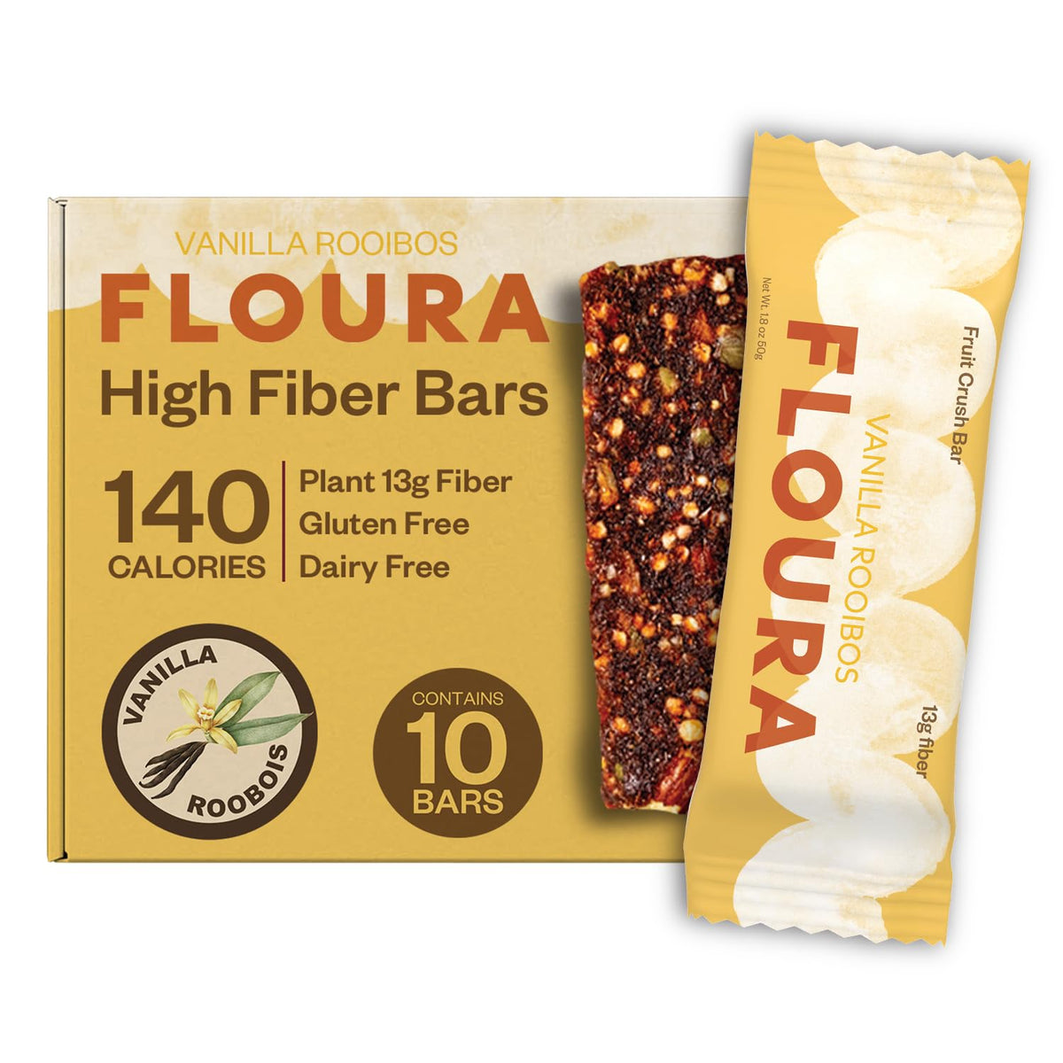 Floura Variety Pack Fruit-Forward Fiber Bars– High Fiber, Vegan, Gluten & Dairy Free, Low Calorie Healthy Snack Bars with Upcycled Produce for Gut Health [12 Pack- 2 of Each Flavor]