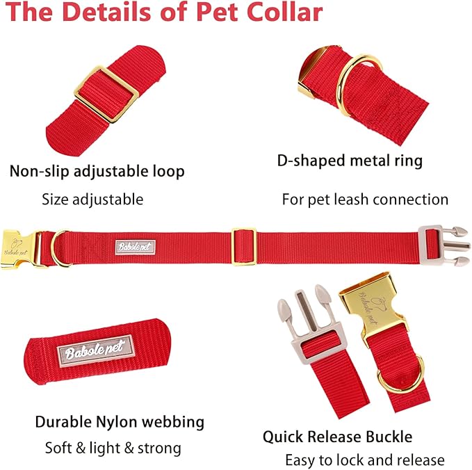 Nylon Dog Collar - Adjustable Burgundy Red Soft Webbing Dog Collars for Small Medium Large Dogs Boy Girl Puppy Collar with Safety Metal Buckle S