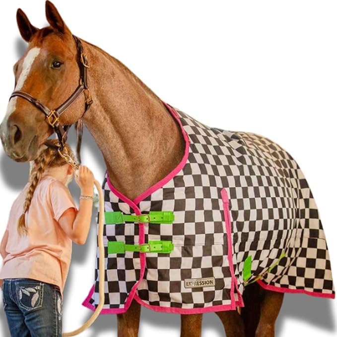 Jeffers Expression 1200 Denier Standard Neck Turnout Sheet, Skater Cowgirl, 69"- Waterproof, Breathable Horse Sheet with 0g Polyfill, No Insulation - Ideal Protection for Wind & Rain, Light Weight