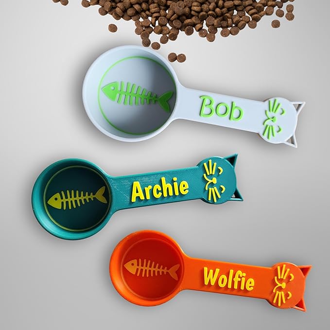 Personalized Cat Food Scoop, Cat Food Measuring Cup with Name, Kibble Scoop (1.33 oz - 1/6 cup)