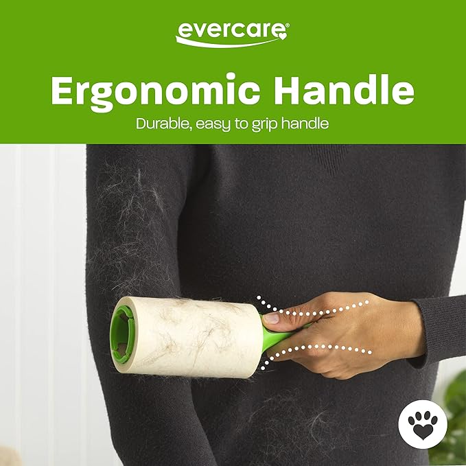 Evercare Giant Extreme Stick Lint Roller Brushes with 60 Easy-Peel Sheets, Pack of 5 Refillable Lint Rollers for Hair and Debris (300 Sheets Total)