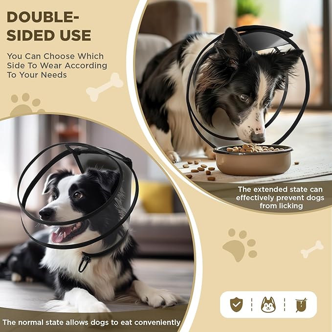 Dog Cone Collar for After Surgery,Transparent Dog Cones Alternative for Small Large Medium Size Dogs,Adjustable Depth Pet Recovery Collars,Elizabethan Collar for Dogs Stop Licking Wound(XXXL)