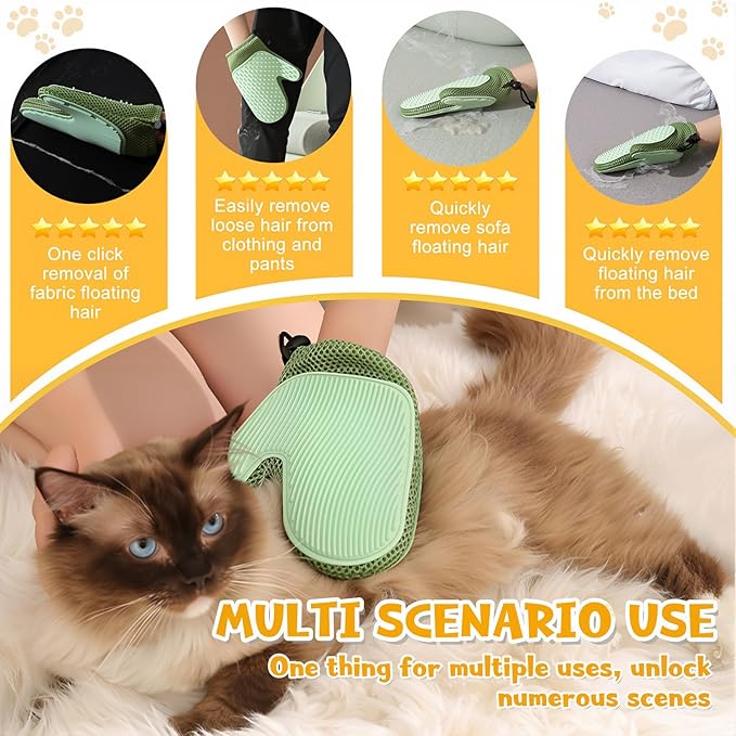 Pet Hair Removal Glove,2025 New All-in-One Grooming Mist Pet Hair Remover Gloves, Pet Hair Remover Glove for Cats & Dogs,Double-Sided Reusable Gloves for Couch, Clothing,Carpet (Pink)