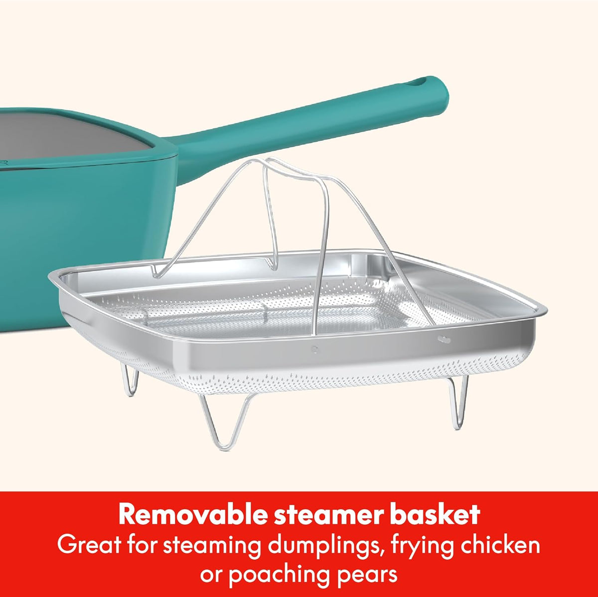 So Yummy by bella 3 Piece Square Pan Set, Aluminum Cookware Set w EverGood™ Ceramic Nonstick Coating, Dishwasher Safe Silicone & Glass Lids, Oven Safe & All Stovetop Compatible, 4.5Qt, Moonstruck