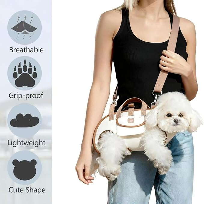 Portable Small Dog & Cat Pet Carrier Sling & Backpack for Small Dogs & Cats & Puppy, Dog & Pet Purse Bag Carrier Sling for Small Dogs with Dog Traction Leash, Crossbody Sling Carriers (Orange M)