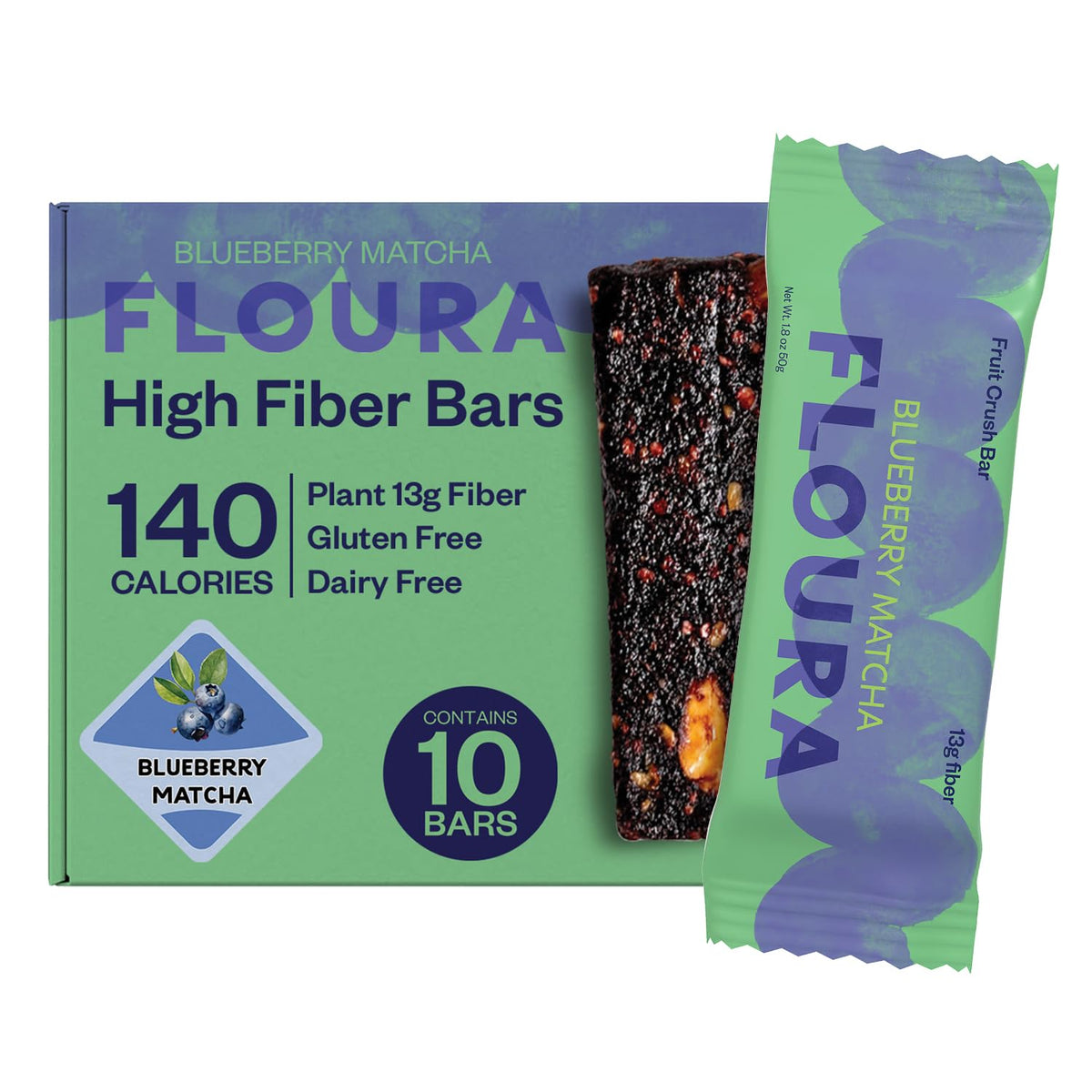 Floura Variety Pack Fruit-Forward Fiber Bars– High Fiber, Vegan, Gluten & Dairy Free, Low Calorie Healthy Snack Bars with Upcycled Produce for Gut Health [12 Pack- 2 of Each Flavor]