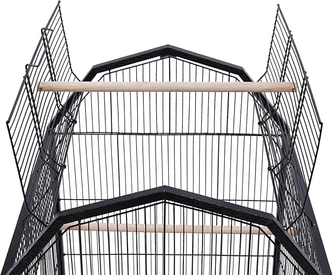 Bird Cage with Stand and Wheel,17.9x17.9x39.9 Inch Iron Rolling 360 Degree Birdcages View Spacious Interactive Roof for Parrots Finches Lovebirds Budgie Canaries Macaw Indoor Outdoor