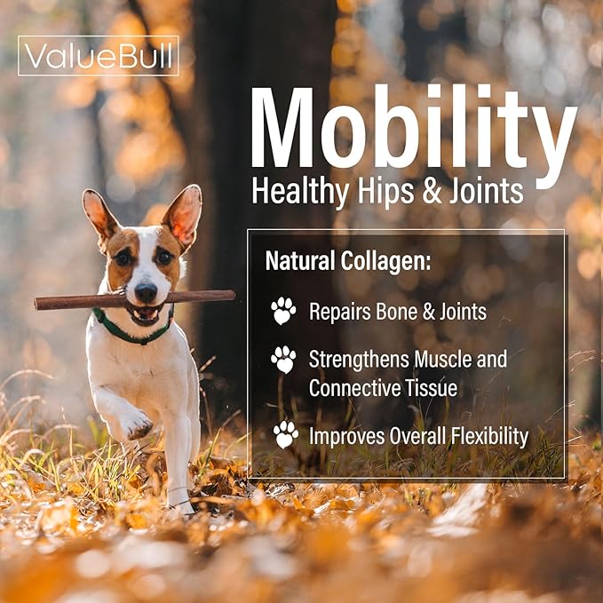ValueBull Collagen Sticks for Dogs, 12 Inch Medium Chews, Natural Long-Lasting Dog Treats, 75 Count - Supports Joints, Skin & Coat with Chondroitin & Glucosamine