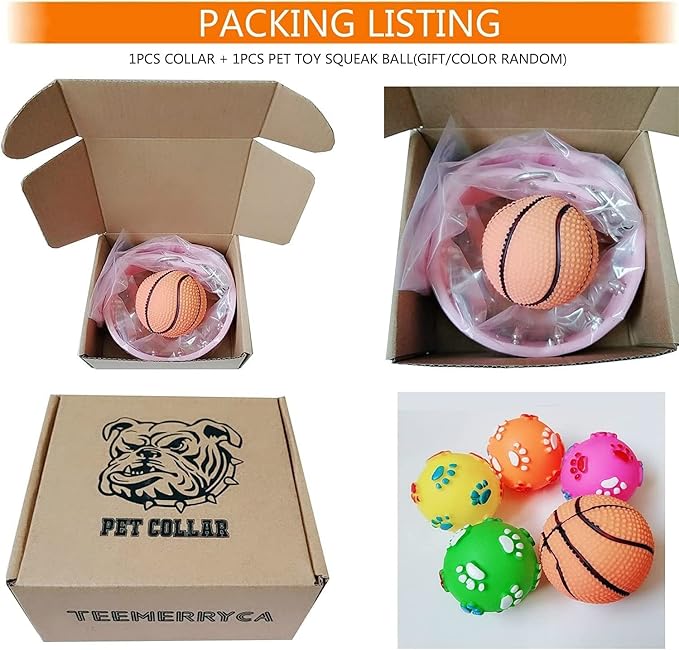 TEEMERRYCA Adjustable Microfiber Leather Spiked Studded Dog Collars with a Squeak Ball Gift for Small Medium Large Pets Like Cats/Pit Bull/Bulldog/Pugs/Husky, Red, S 10.8-13.2 inches