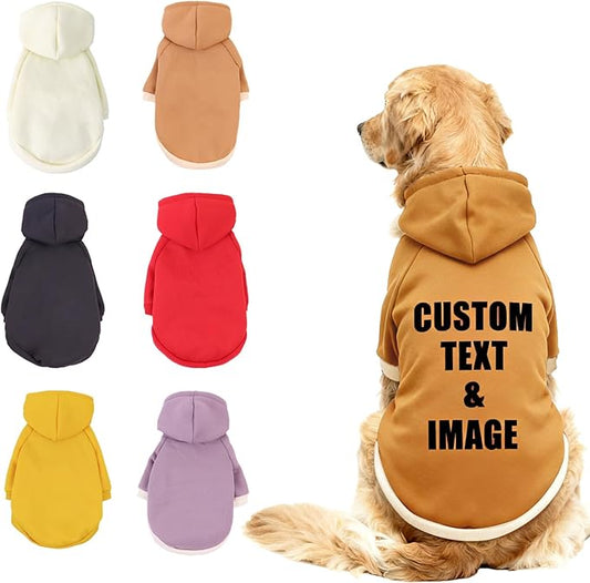 Custom Dog Hoodie, Personalized Sweatshirt with Photo Text Name Logo, Customized Hooded Sweater for Small Medium Large Dogs & Cats (Brown, X-Small)