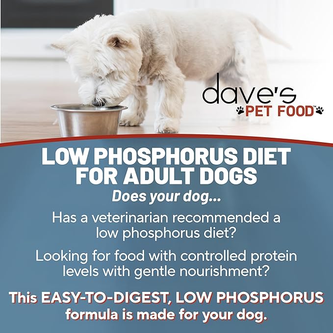 Dave's Pet Food Kidney Care Dog Food (Tuna Pate), New Recipe! Wet Renal Dog Food, Low Phosphorus, Renal Kidney Support, Vet Formulated, 5.5 oz, (12 Pack)