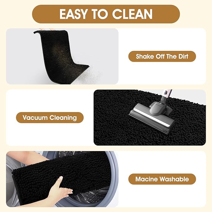 IM HOME 36" x 24" Black Dog Door Mats for Muddy Paws, Chenille Absorbent Dog Mat, Non Slip Heavy Mud Mat for Dogs, Soft Pet Bed Mat for Entryway, Mud Paws, Inside Floor
