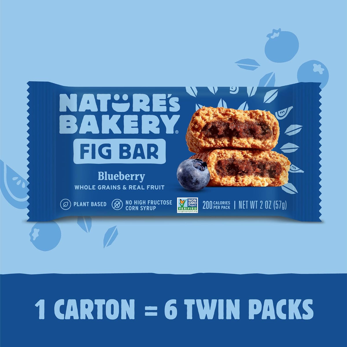 Nature's Bakery Blueberry Fig Bars, 2 Oz, 6 Ct
