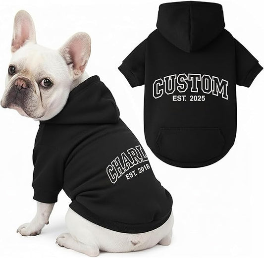 Noni Personalized Name Dog Hoodie, Embroidered Puppy Sweater with Name Text, Custom Pet Clothes Warm Winter Outfit for Dogs, Bright Puppy Sweatshirt, Pet Birthday Outfit, Gift for Dog Lovers