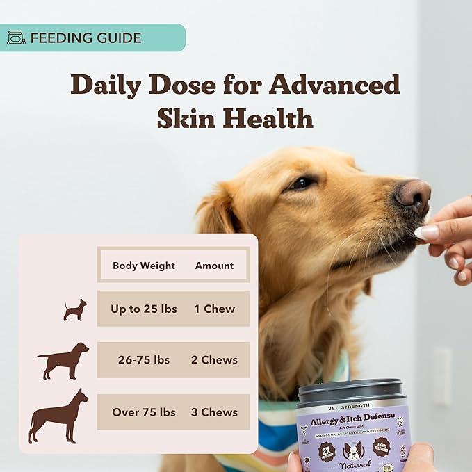 Natural Dog Company Aller Immune Chews 90 ct, Vet Strength High-Concentration Senior Dog Allergy Relief with 2.4X Colostrum, 2X Salmon Oil & 1.5X Probiotics, Supports Immune, Skin, Coat & Gut Health
