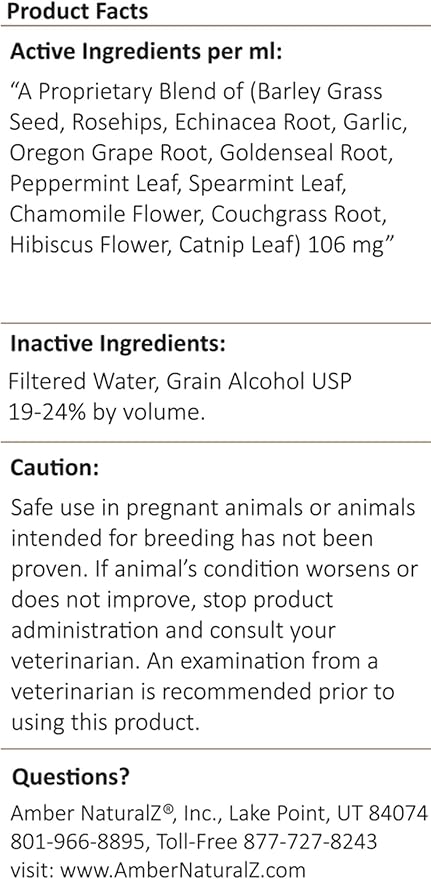 Amber NaturalZ Kitty-DT Digestive Rescue Herbal Supplement for Cats | Supports Normal Digestive Function and Occasional Gastric Upsets | Natural Aid for Gastrointestinal Health