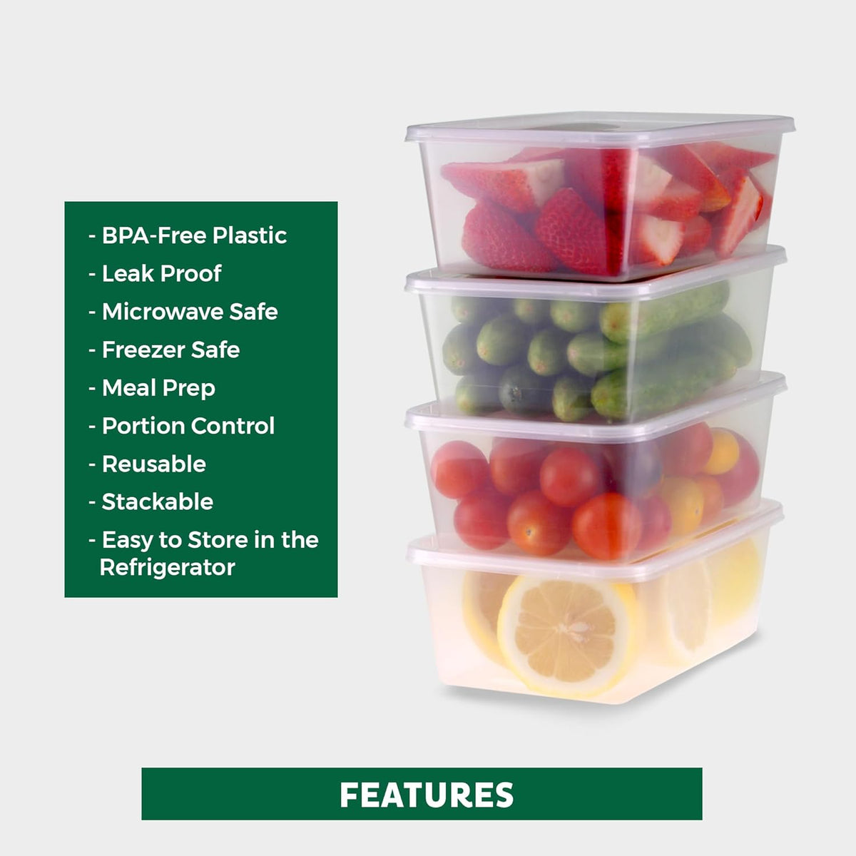 Freshware Food Storage Containers [50 Set] 34 oz Plastic Deli Containers with Lids, Slime, Soup, Meal Prep Containers, BPA Free, Stackable, Leakproof, Microwave, Dishwasher and Freezer Safe