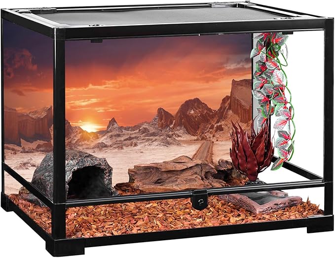 AWERT 48x20 inches Sun and Desert Terrarium Background Orange Reptile Habitat Background Durable Polyester Background