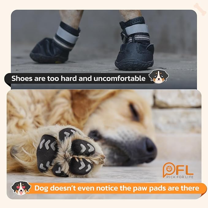 Anti Slip Dog Paw Protector Pads for Senior Dogs, Paw Pads for Dogs Traction, Disposable Self Adhesive Paw Grips for Old Dog on Slippery Hardwood Floor, Black 12 Sets (48pcs) M (11-20lbs)