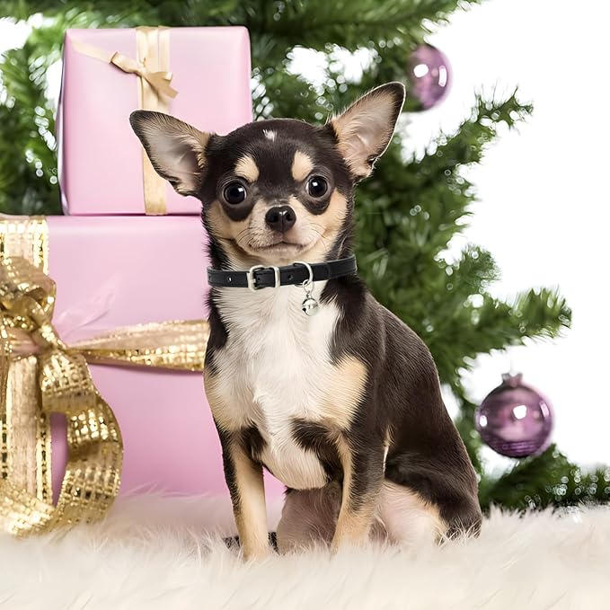 Red XS Dog Collar with Bell, Soft Pu Leather Cat Collars Adjustable Buckle for XXS Extra Small Medium Tiny Female Male Boys Girls Pets Puppy Kitten Teacup Yorkie X-Small