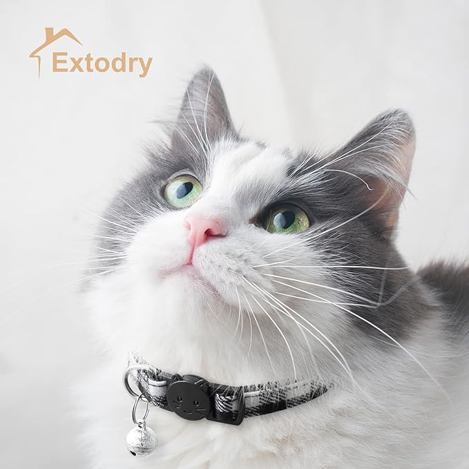 6 Pack Classic Plaid Cat Collars with Bells - Breakaway Kitten Collar and Adjustable 6-9 in,Cute Kitty Collar for Girl Boy Cats,Pet Gifts,Accessories,Supplies,Stuff