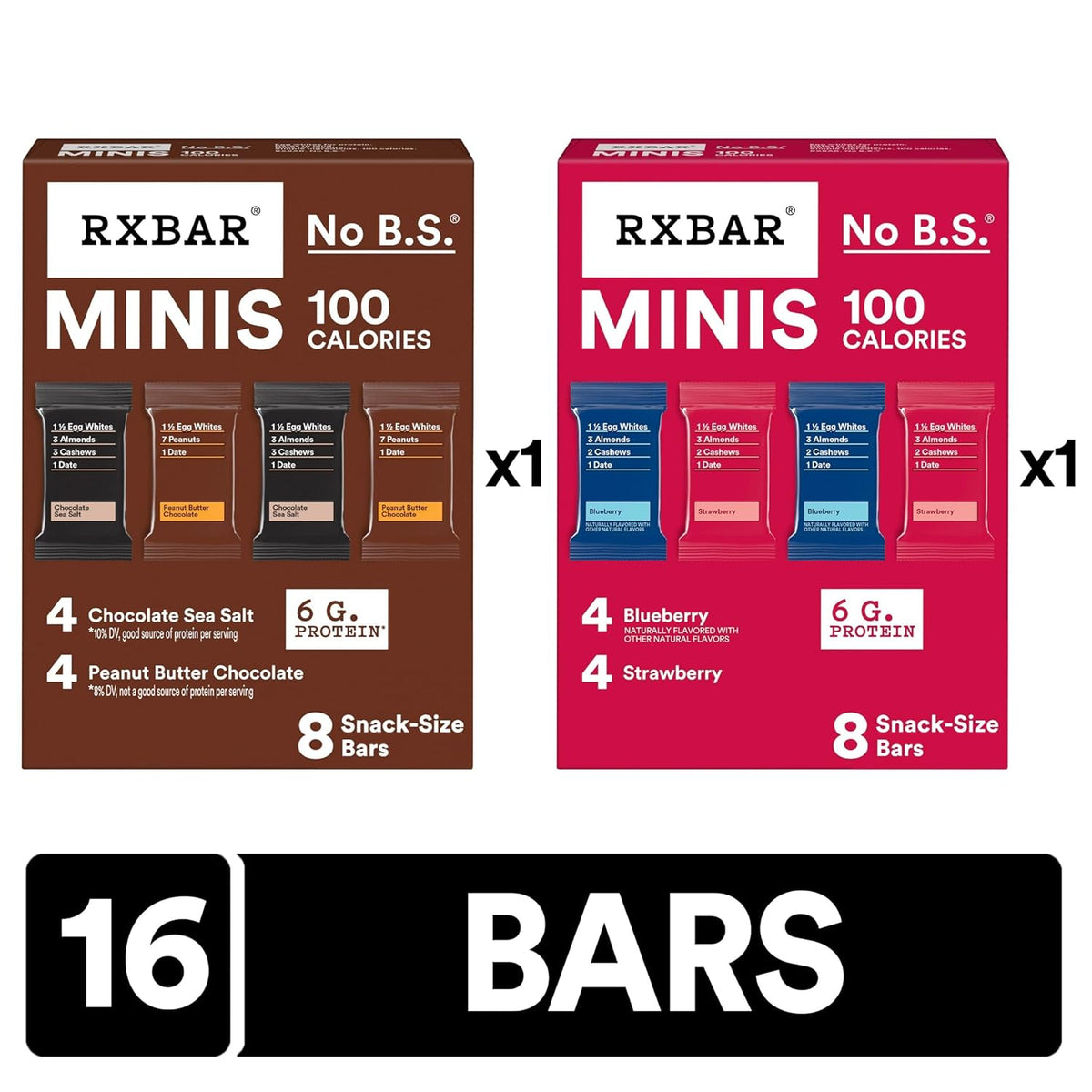 RXBAR Minis Protein Bars, Snack Bars, Variety Pack (16 Count)