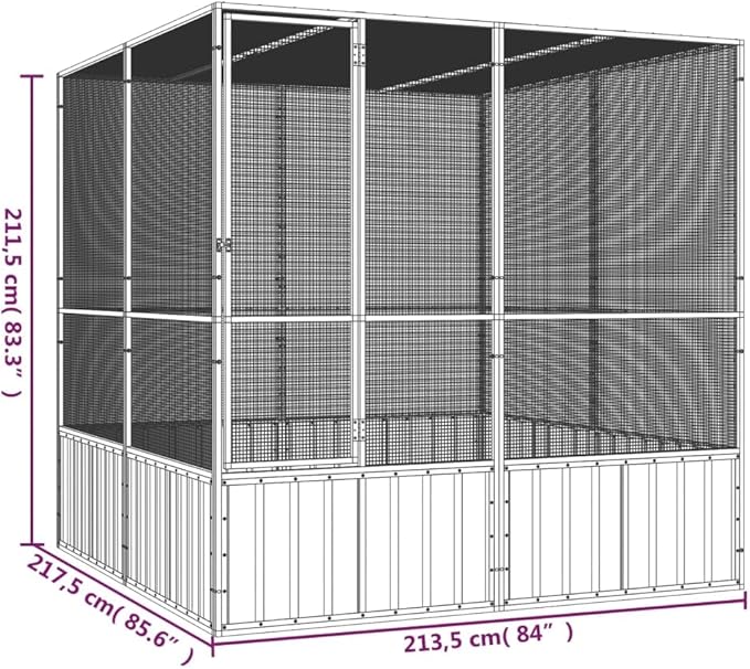Steel Bird Cage, Large Flight King Bird Cage, Gray 84.1"x85.6"x83.3"