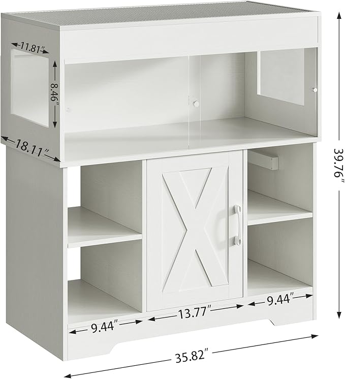 40 Gallon Reptile Terrarium Tank with Storage Cabinet, Reptile Tank with Stand, for Leopard Geckos, Corn Snakes, Juvenile Pets, Sliding Acrylic Doors, Mesh Top, Power Outlet, White PX03RTW
