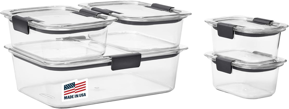 Rubbermaid Brilliance BPA-Free Food Storage Containers with Lids, Airtight Clear Set of 2 (9.6 Cup), Ideal for Lunch, Meal Prep, and Leftovers