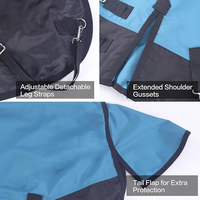 Mini Horse/Pony/Foal/Miniature Size 36"-51" Lightweight Waterproof & Breathable 1200 Denier Turnout Blanket with No Filling Peacockblue 51"