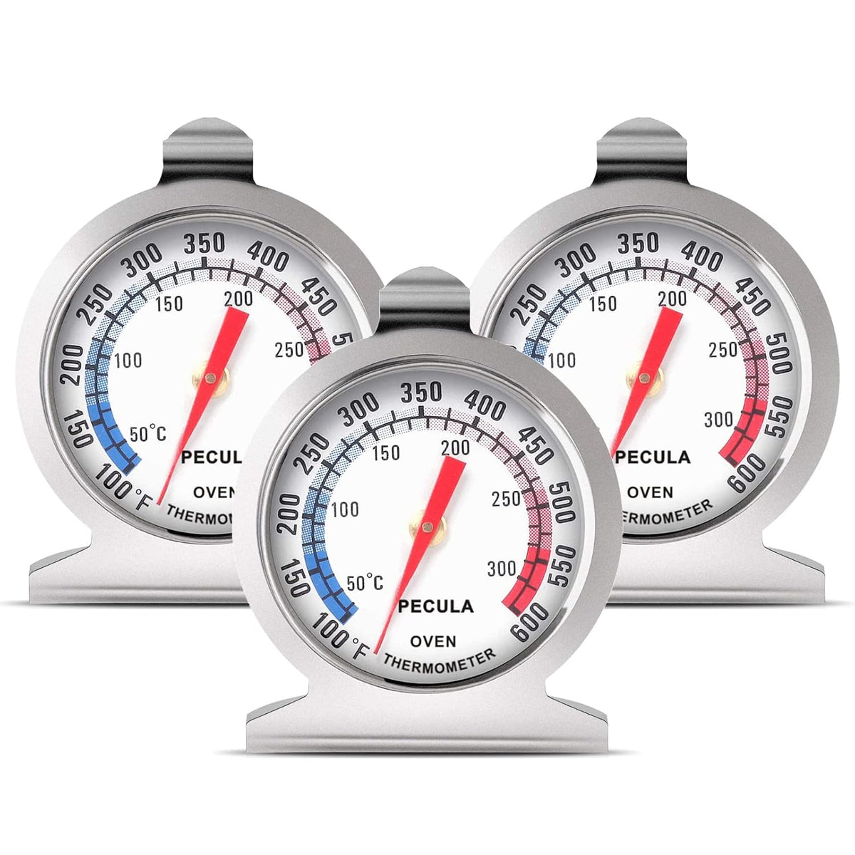Oven Thermometer 50-300°C/100-600°F, Oven Grill Fry Chef Smoker Analog Thermometer Instant Read Stainless Steel Kitchen Cooking Thermometer