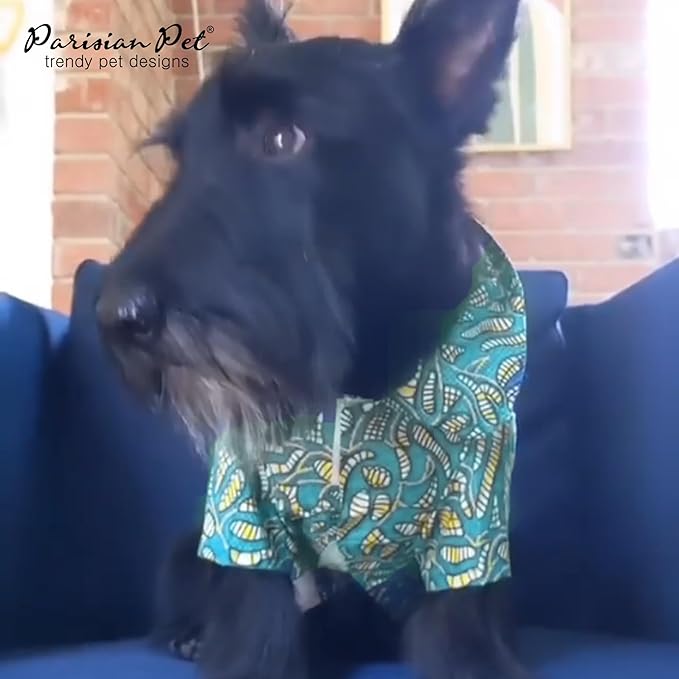 Parisian Pet Shirt - Tribal Camp Beach Outfit - 100% Cotton Summer Clothes - Stylish Dog Costume - Breathable and Cool Pet Clothing - Machine Washable Shirts for Large Dogs - XL3