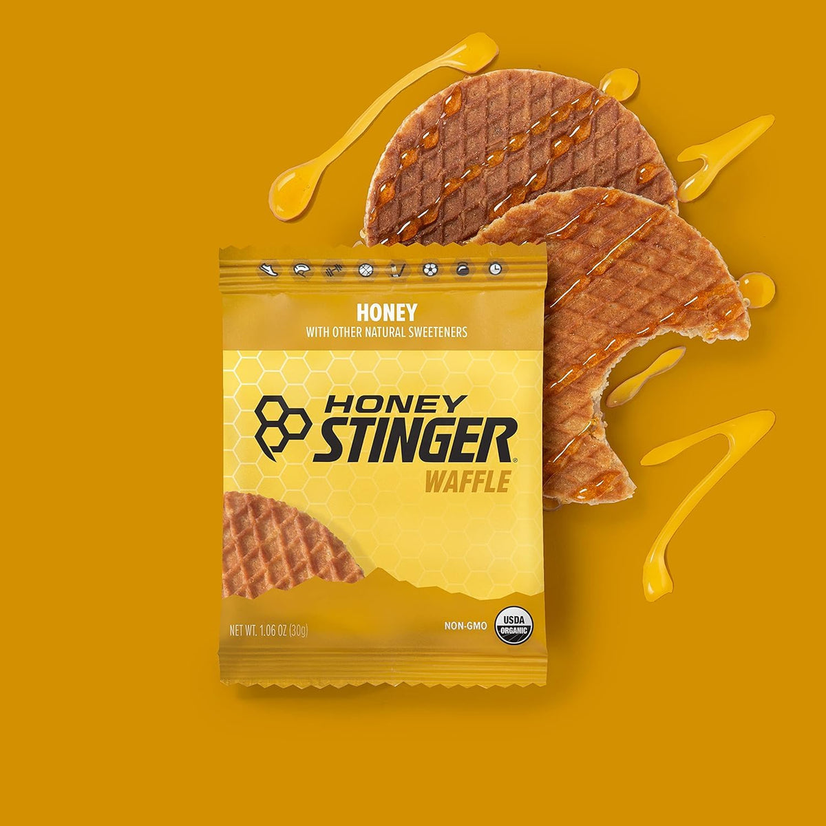 Honey Stinger Organic Honey Waffle, Energy Stroopwafel for Exercise, Endurance and Performance, Sports Nutrition for Home & Gym, Pre & During Workout, 25.44 Ounces (Pack of 24)