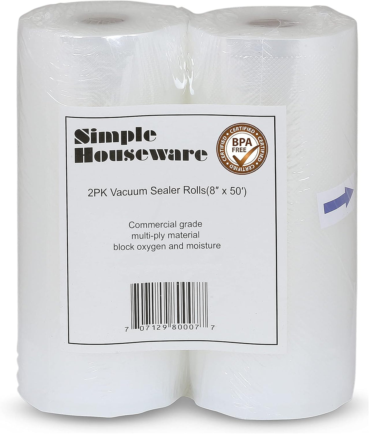 Simple Houseware Vacuum Sealer Bags 11'' x 50' Sous Vide Roll, 2-Pack
